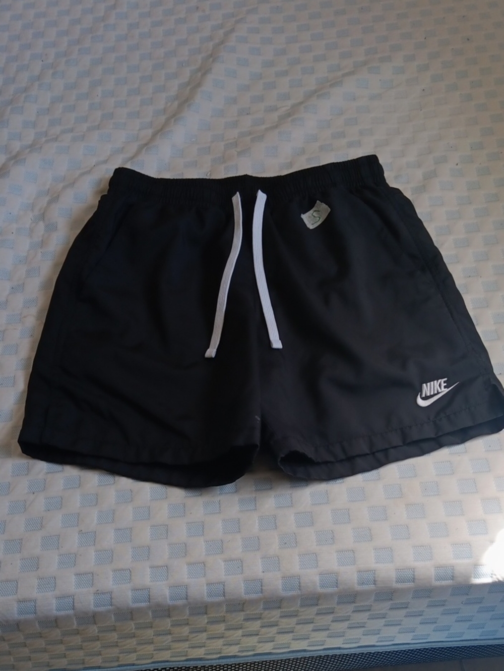 Nike Men’s Black Athletic Shorts with White Drawstring